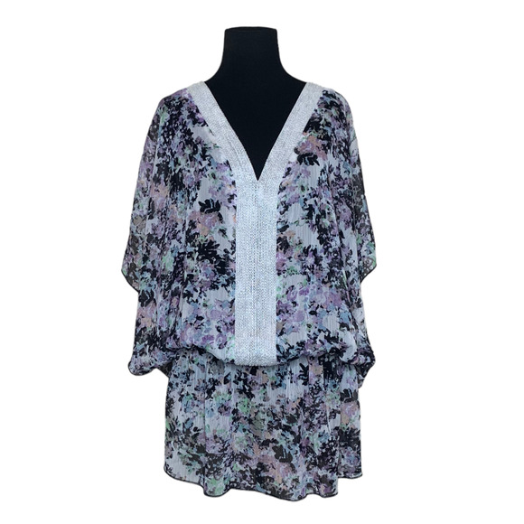 Badgley Mischka Fiona sheer floral Fiona Tunic size Large - Picture 1 of 11